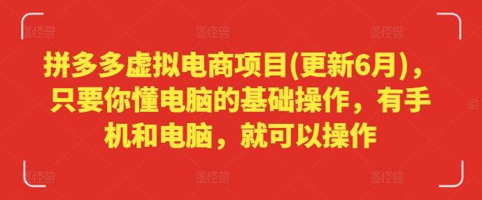 拼多多虚拟电商项目(更新6月)，只要你懂电脑的基础操作，有手机和电脑，就可以操作-云创网