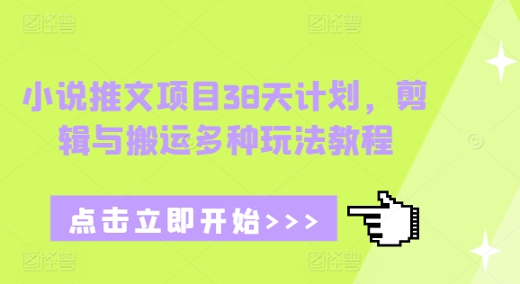 小说推文项目38天计划，剪辑与搬运多种玩法教程-云创网