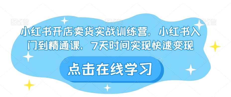 小红书开店卖货实战训练营，小红书入门到精通课，7天时间实现快速变现-云创网