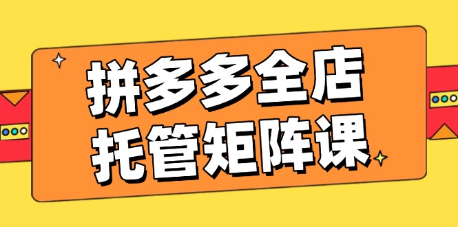 拼多多全店托管矩阵课，盈利动销玩法，高效计划设置，提升店铺效益-云创网