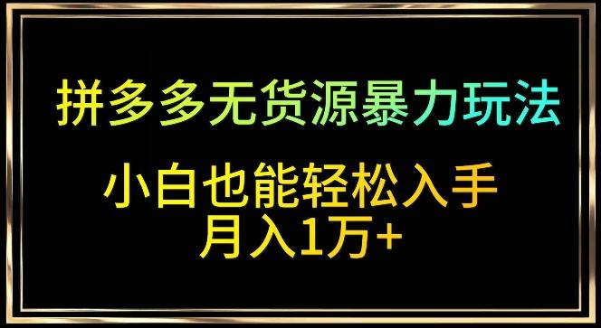 拼多多无货源暴力玩法，全程干货，小白也能轻松入手，月入1万+【揭秘】-云创网