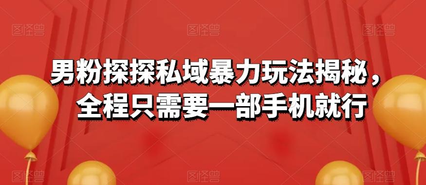男粉探探私域暴力玩法揭秘，全程只需要一部手机就行-云创网