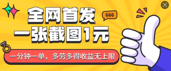 全网首发，一张截图1块钱，一分钟一单，多劳多得，收益无上限-云创网