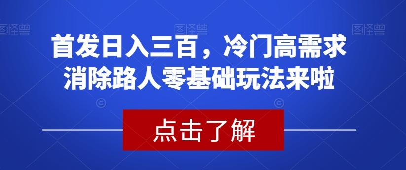 首发日入三百，冷门高需求消除路人零基础玩法来啦【揭秘】-云创网