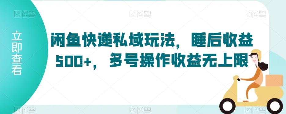 闲鱼快递私域玩法，睡后收益500+，多号操作收益无上限【揭秘】-云创网