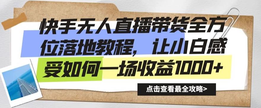 快手无人直播带货全方位落地教程，让小白感受如何一场收益1000+【揭秘】-云创网