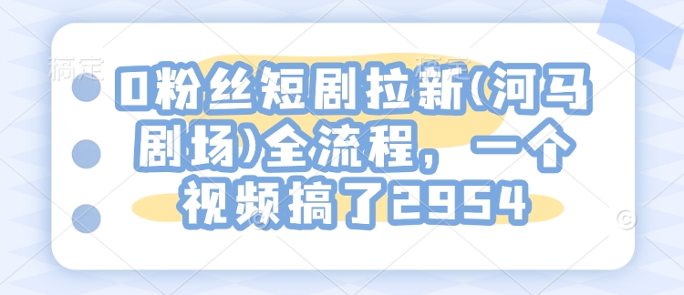 0粉丝短剧拉新(河马剧场)全流程，一个视频搞了2954-云创网