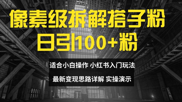 像素级拆解搭子粉，日引100+，小白看完可上手，最新变现思路详解【揭秘】-云创网