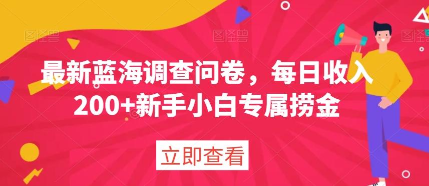 最新蓝海调查问卷，每日收入200+新手小白专属捞金-云创网