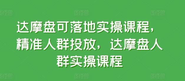 达摩盘可落地实操课程，精准人群投放，达摩盘人群实操课程-云创网