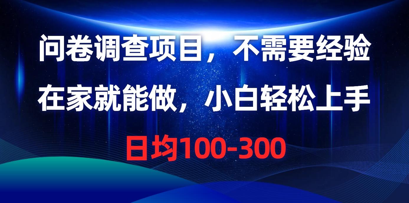 问卷调查项目，不需要经验，在家就能做，小白轻松上手，日均100-300-云创网