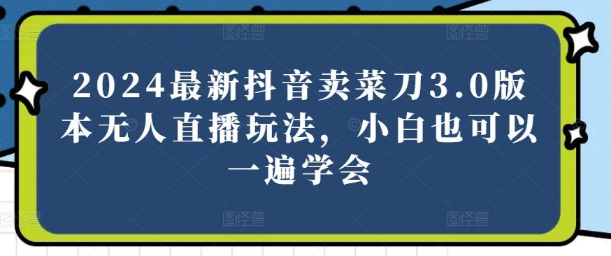2024最新抖音卖菜刀3.0版本无人直播玩法，小白也可以一遍学会【揭秘】-云创网