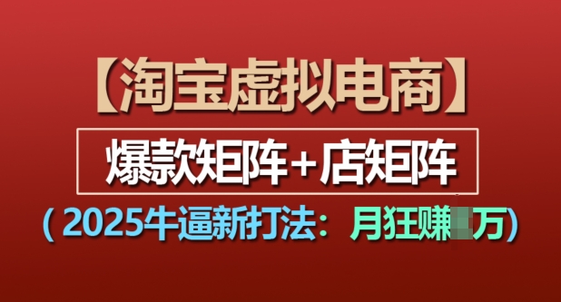 淘宝虚拟电商，2025牛逼新打法：爆款矩阵+店矩阵，月入过万-云创网