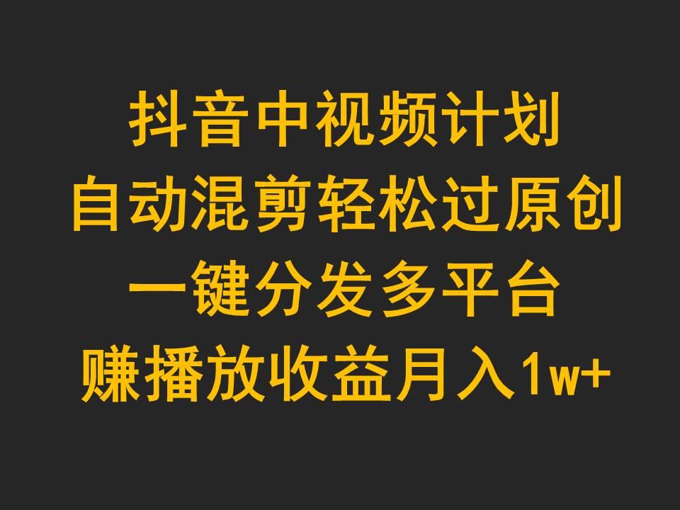 (9825期)抖音中视频计划，自动混剪轻松过原创，一键分发多平台赚播放收益，月入1w+-云创网