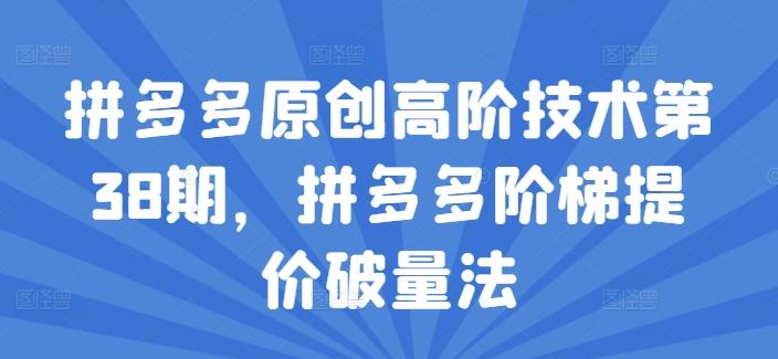 拼多多原创高阶技术第38期，拼多多阶梯提价破量法-云创网