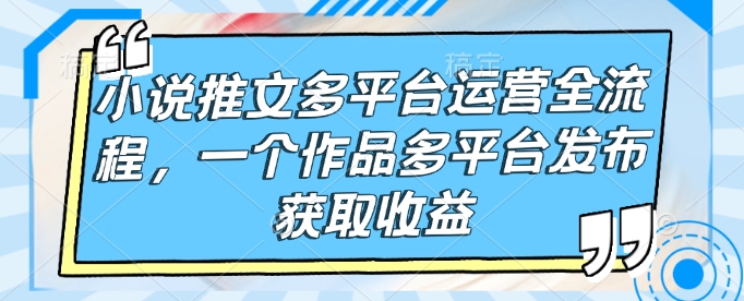 小说推文多平台运营全流程，一个作品多平台发布获取收益-云创网