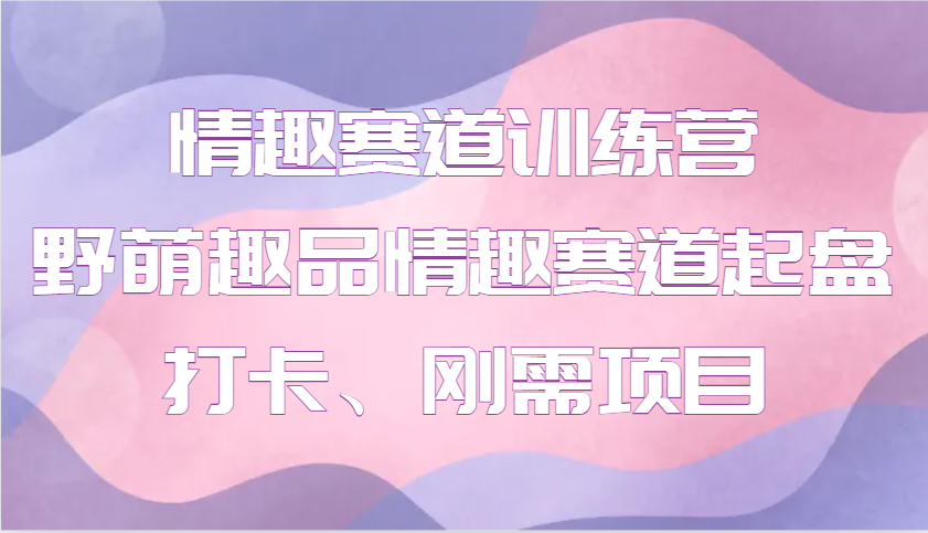情趣赛道训练营 野萌趣品情趣赛道起盘打卡、刚需项目-云创网