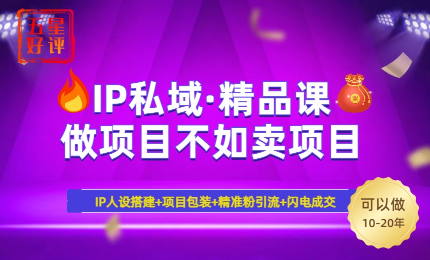 2025年“IP私域·密训精品课”，日赚3000+小白避坑年赚百万，暴力引流...-云创网