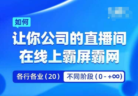 企业矩阵直播霸屏实操课，让你公司的直播间在线上霸屏霸网-云创网