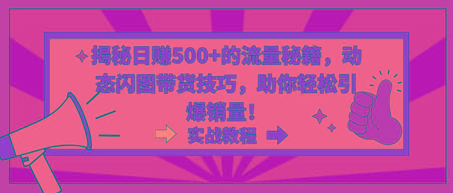揭秘日赚500+的流量秘籍，动态闪图带货技巧，助你轻松引爆销量！-云创网